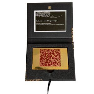 KAWA Beautiful Living Business Card Holder Case Metal Gold Dang Cho Design Box
